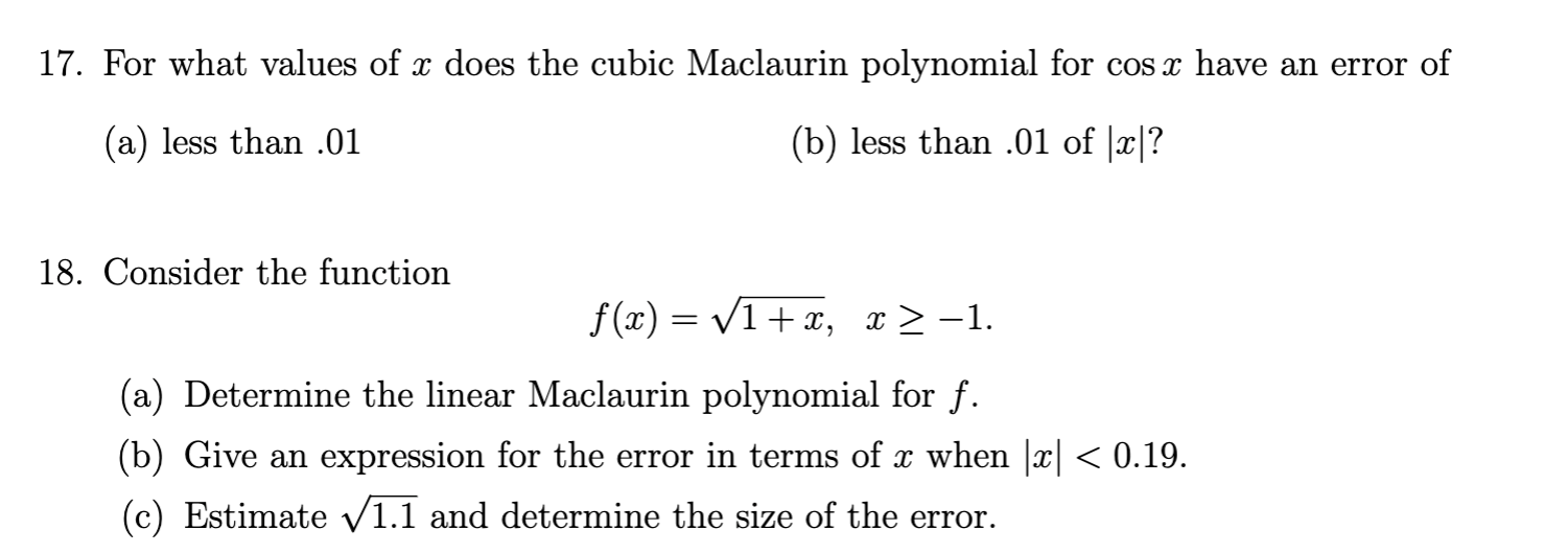 Solved How do you do 17 (a) and 18 (b) and (c)These are the | Chegg.com