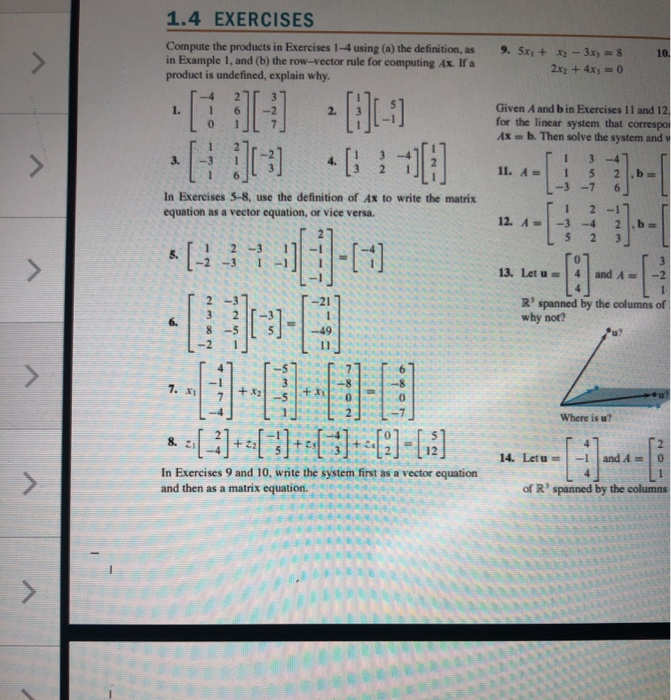 Solved 1.4 EXERCISES Compute the products in Exercises 1-4 | Chegg.com