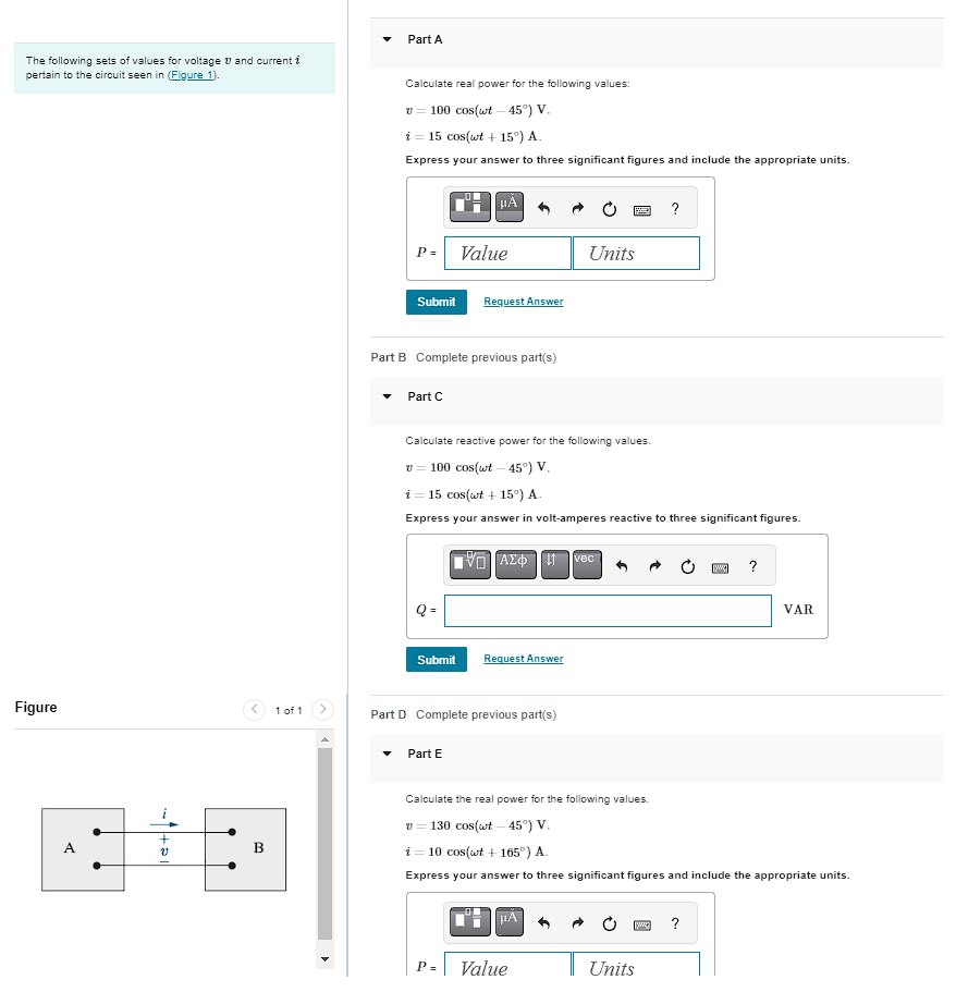 Solved The following sets of values for voltage v and | Chegg.com