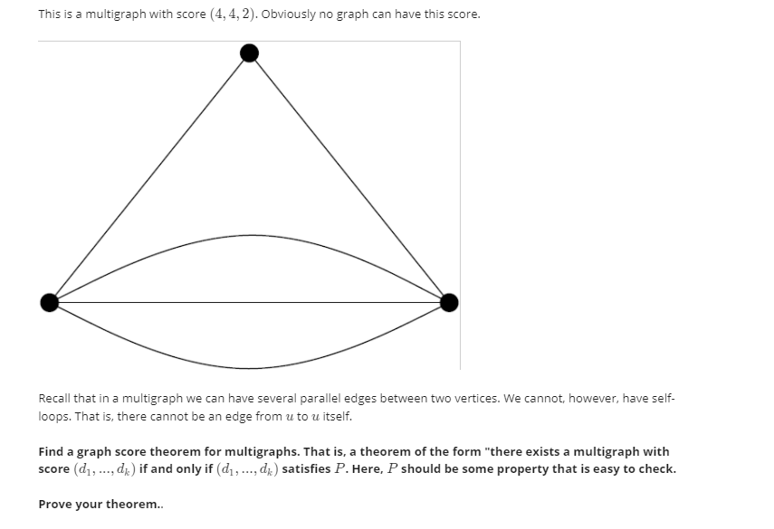 Solved This is a multigraph with score (4, 4, 2). Obviously | Chegg.com