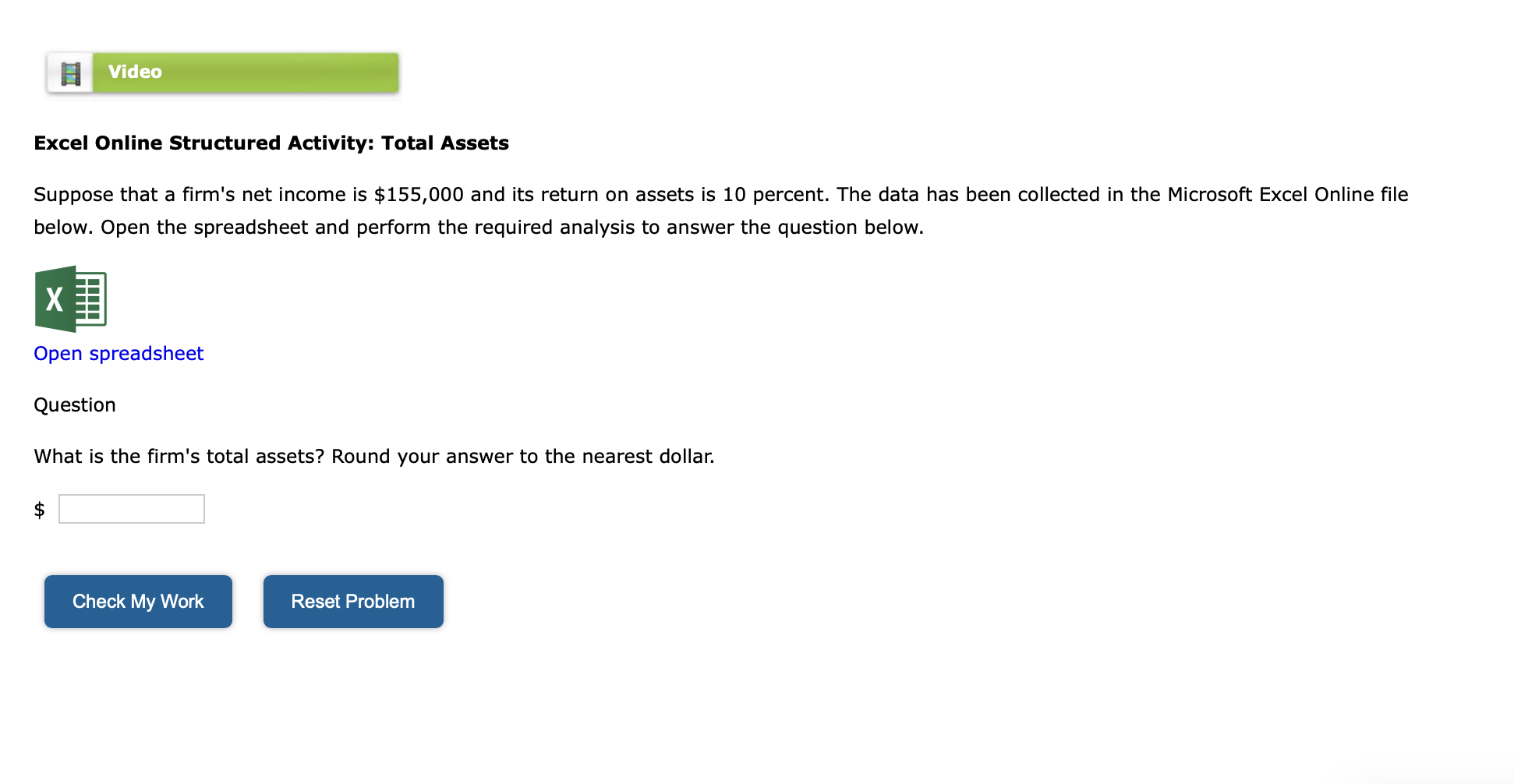 Solved Excel Online Structured Activity: Total Assets | Chegg.com