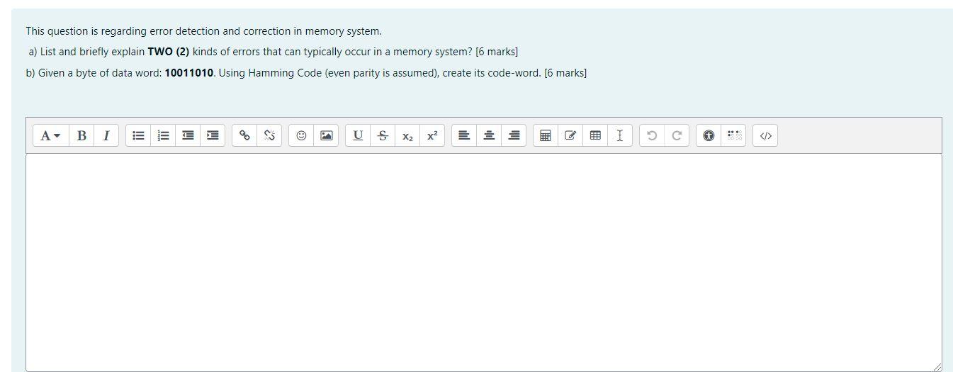 Solved This question is regarding error detection and | Chegg.com