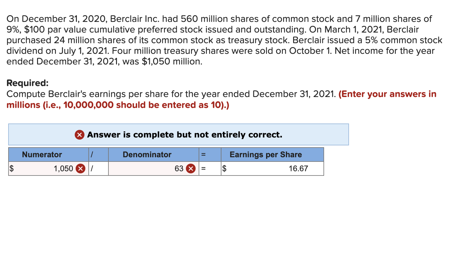 Solved On December 31, 2020, Berclair Inc. had 560 million