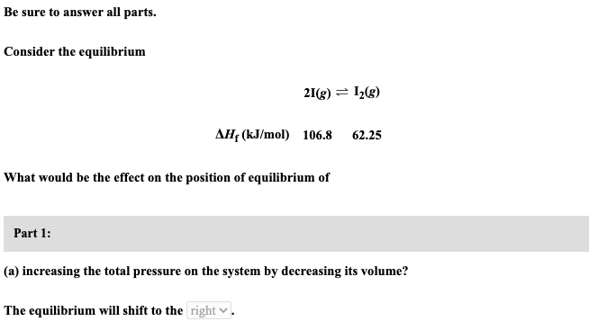 Solved Be Sure To Answer All Parts. Consider The Equilibrium | Chegg.com