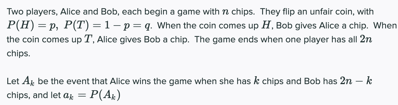 Solved Two players, Alice and Bob, each begin a game with n | Chegg.com