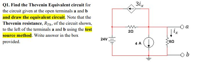 Solved Find the Thevenin Equivalent circuit for the circuit | Chegg.com