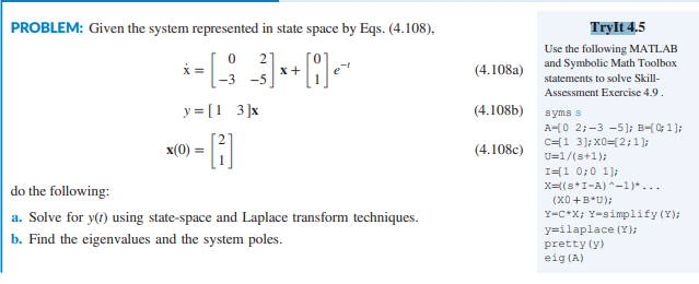 Solved PROBLEM: Given the system represented in state space | Chegg.com
