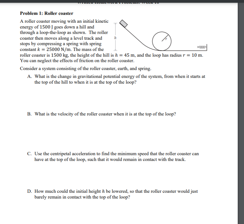 Solved CCR Problem 1 Roller coaster A roller coaster moving