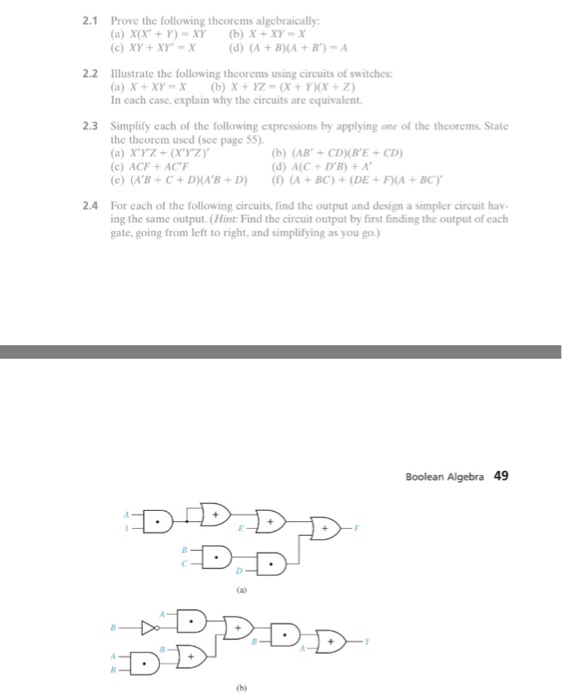 Solved Prove The Following Theorems Algebraically: (a) X(X' | Chegg.com