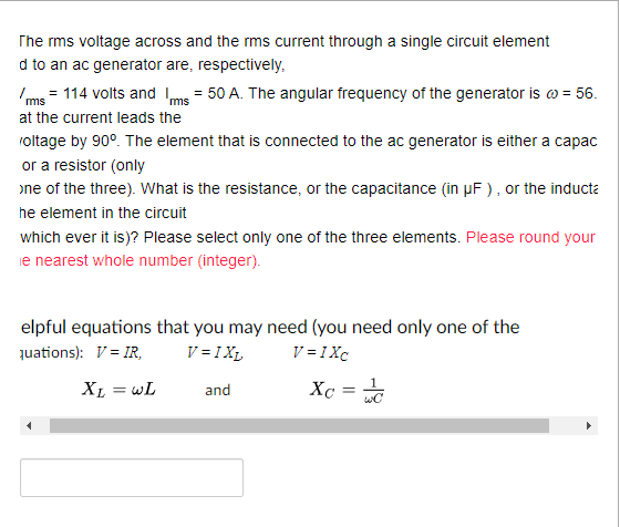 Solved The rms voltage across and the rms current through a | Chegg.com