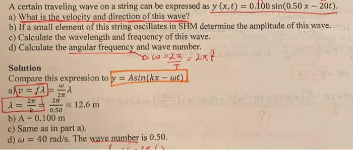 Solved A certain traveling wave on a string can be expressed | Chegg.com