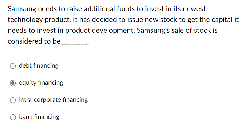 Solved Samsung needs to raise additional funds to invest in | Chegg.com