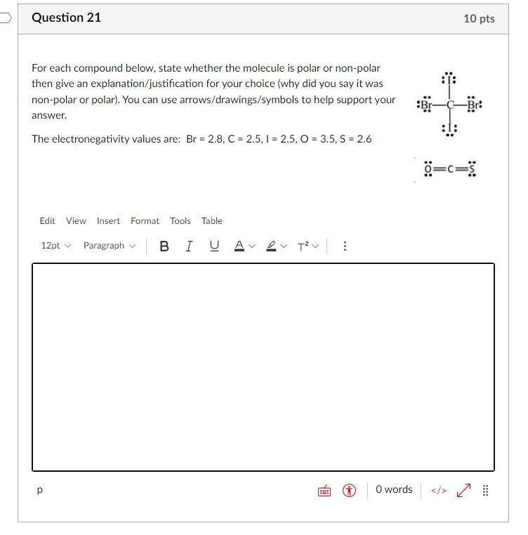 Solved For each compound below, state whether the molecule | Chegg.com