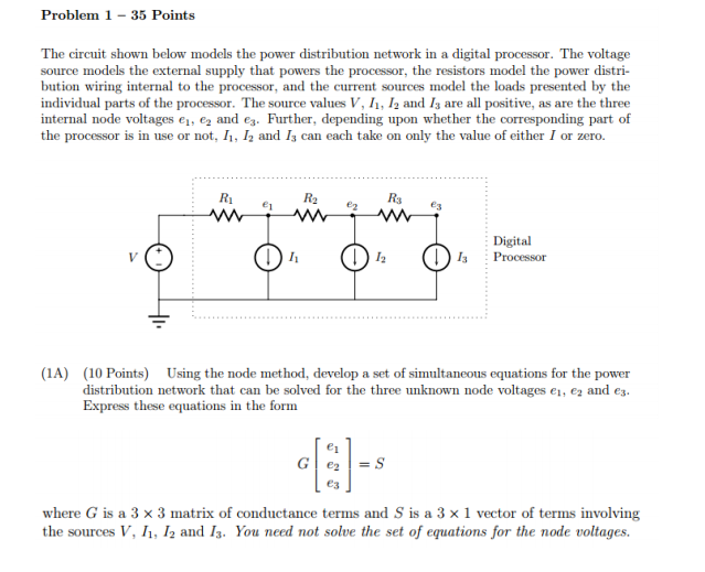 Solved Problem 1 - 35 Points The circuit shown below models | Chegg.com