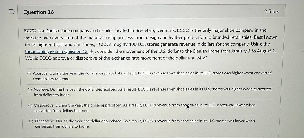Solved ECCO is a Danish shoe company and retailer located in Chegg.com