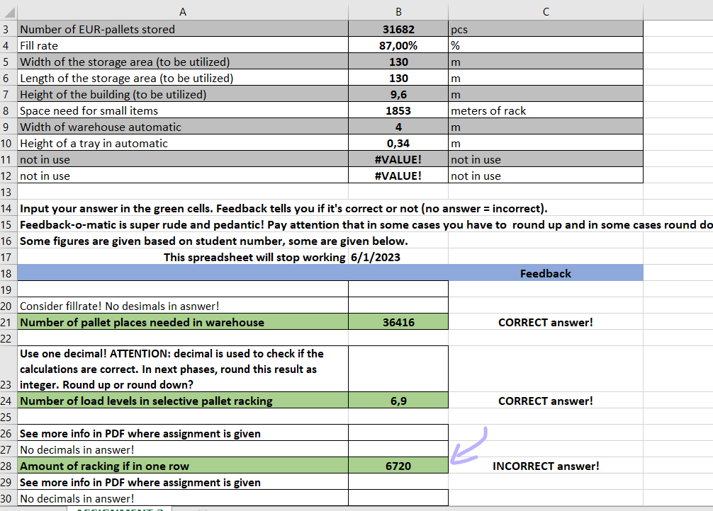 How to calculate the amount of racking if in 1 row?