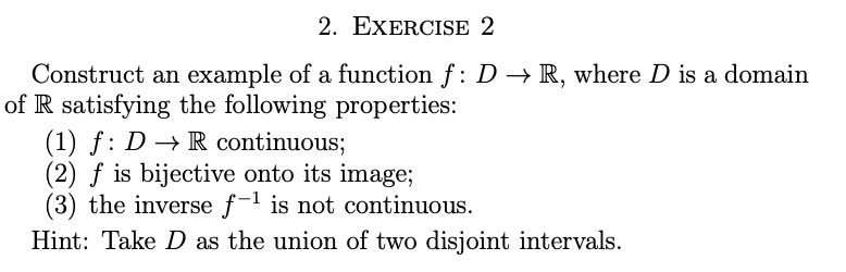 Solved 2. EXERCISE 2 Construct an example of a function | Chegg.com