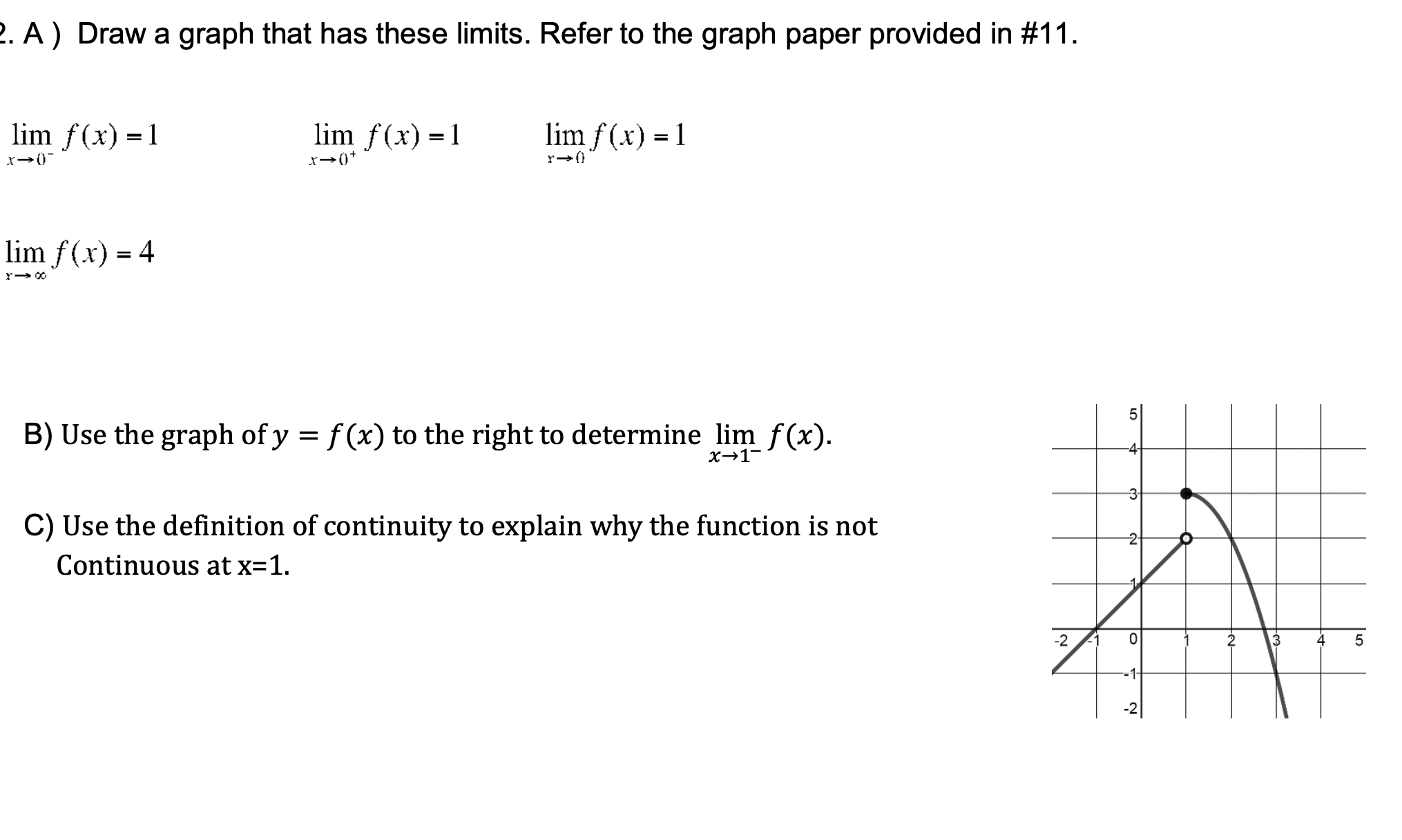 Solved A ) Draw a graph that has these limits. Refer to the | Chegg.com