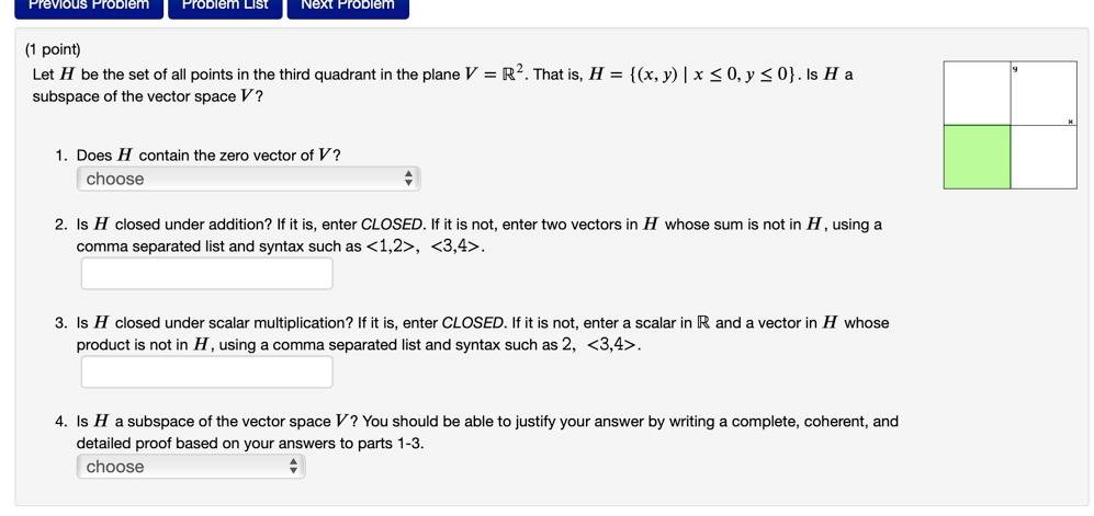 Solved Previous Problem Problem LIST Next Problem (1 point) | Chegg.com