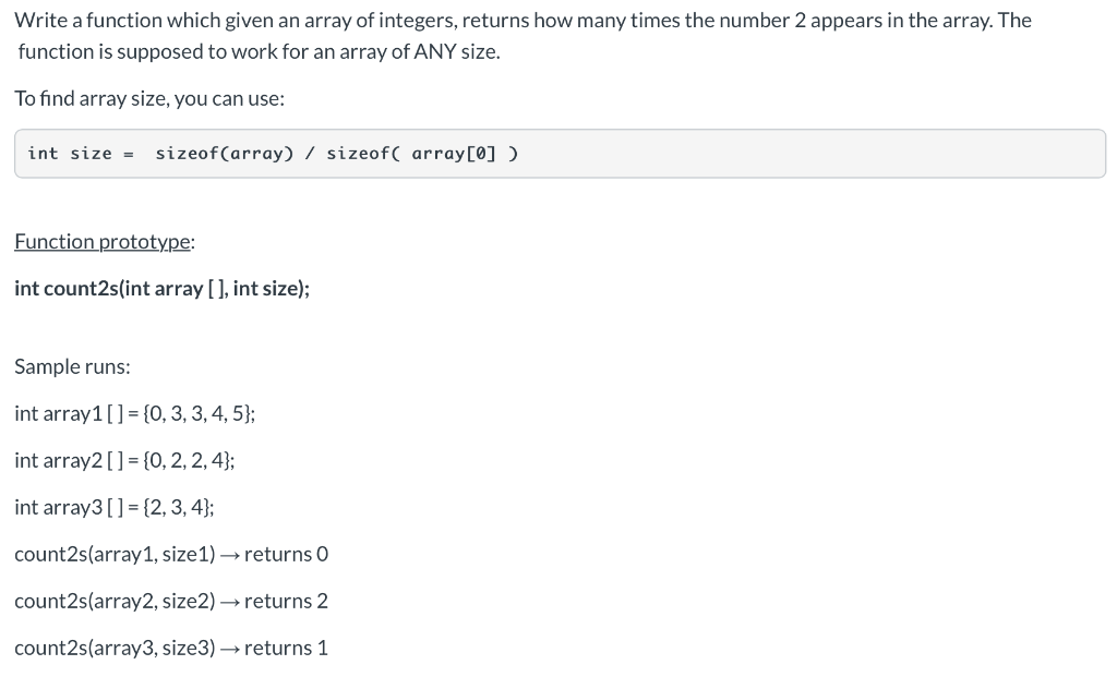 Solved Write a function which given an array of integers, | Chegg.com