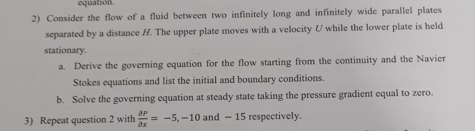 Solved CuUU. 2) Consider the flow of a fluid between two | Chegg.com