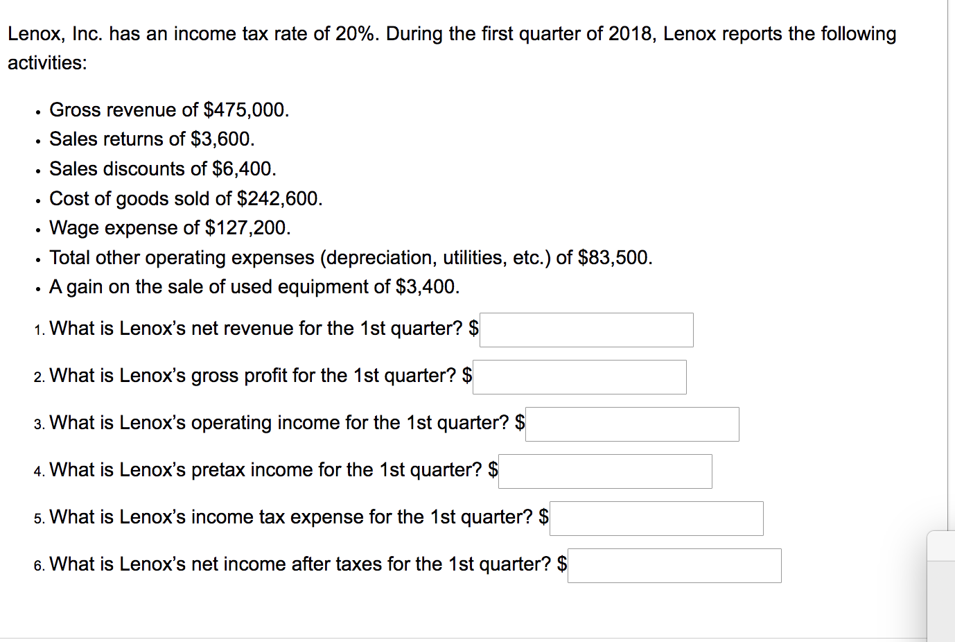 Solved Lenox, Inc. has an tax rate of 20. During the