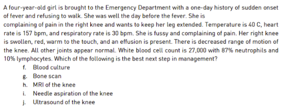 Solved A four-year-old girl is brought to the Emergency | Chegg.com