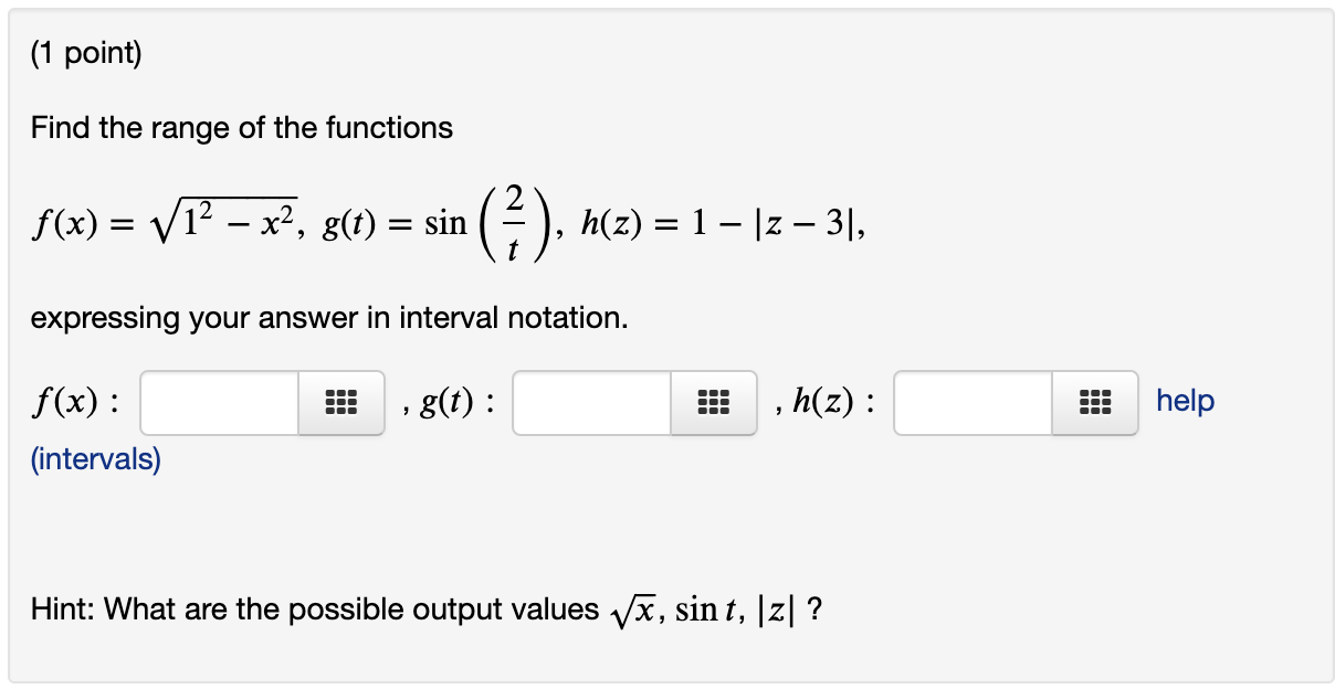 Solved Find the range of the functions | Chegg.com