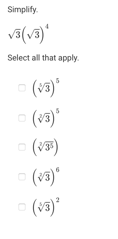 simplify 2 √ 5 3 √ 5 4 √ 5