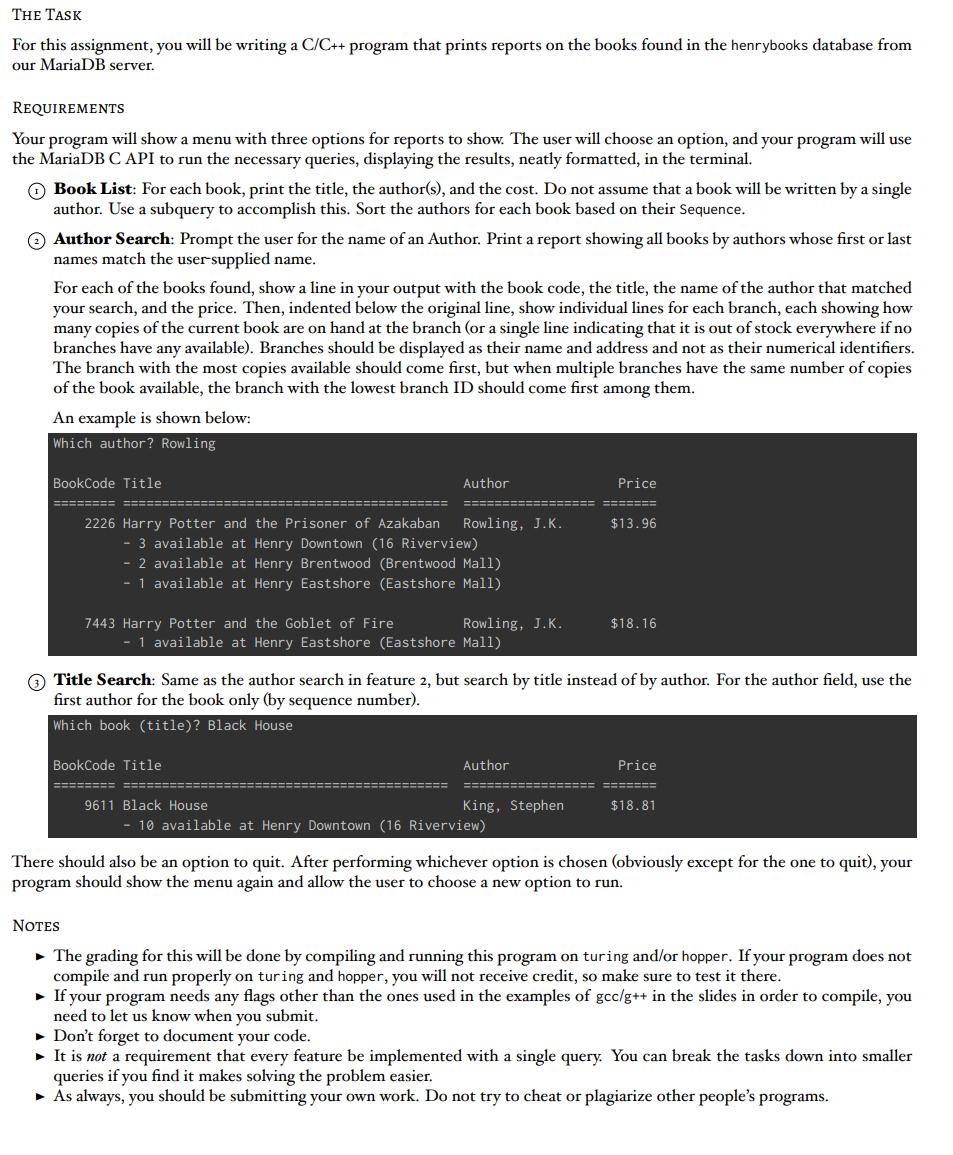 Solved THE TASK For this assignment, you will be writing a | Chegg.com