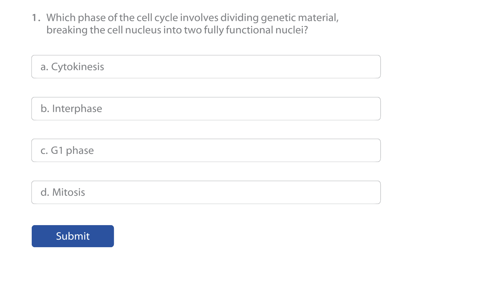 Solved Which phase of the cell cycle involves dividing | Chegg.com