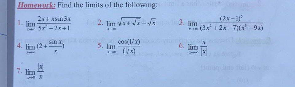 Solved 1. lim 3. lim Homework: Find the limits of the | Chegg.com