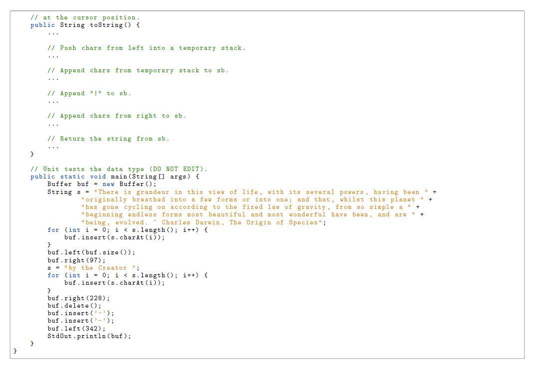 Solved Exercise 4. (Text Editor Buffer) Implement a data | Chegg.com
