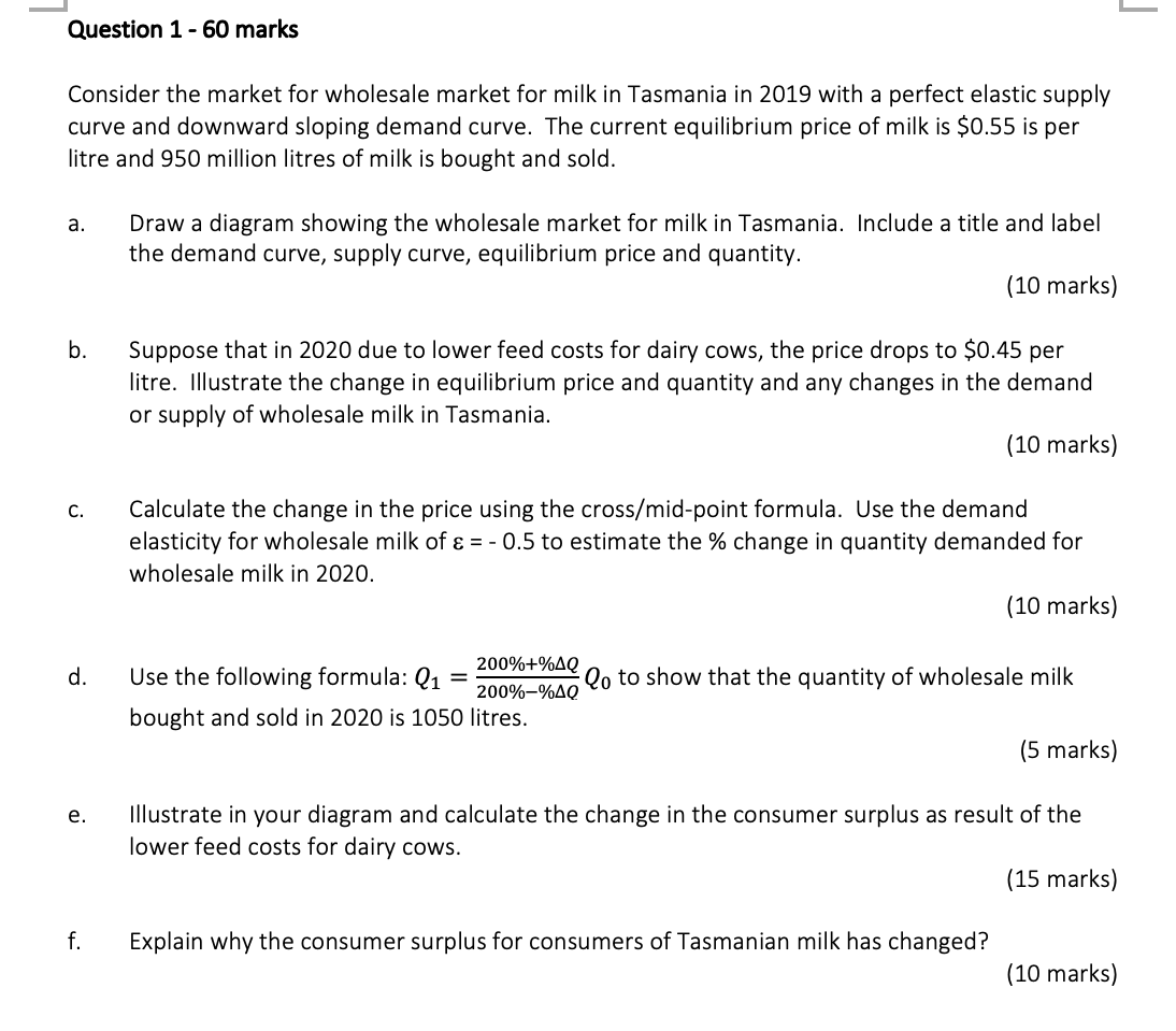 Solved Question 1- 60 marks Consider the market for | Chegg.com