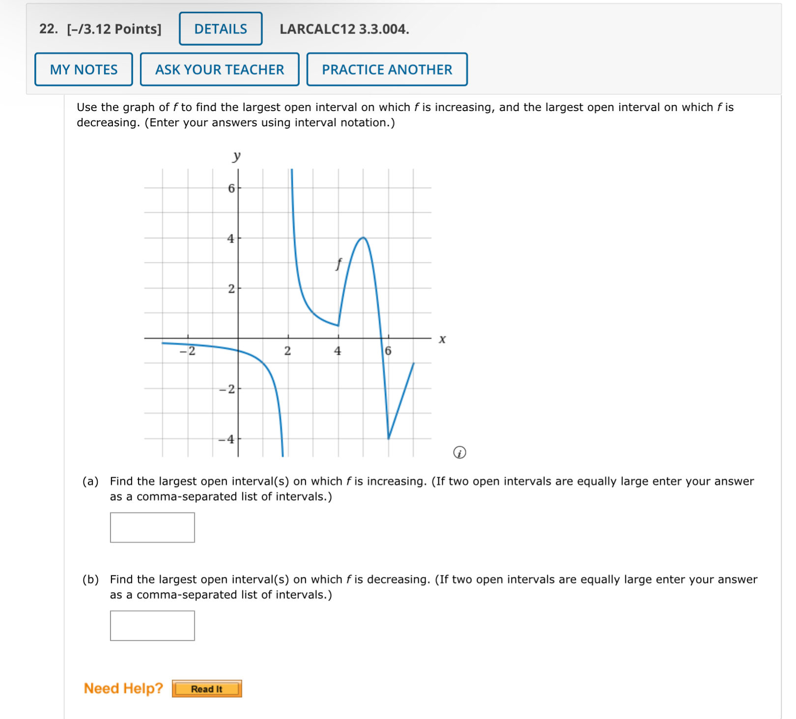 Solved Use the graph of f to find the largest open interval | Chegg.com