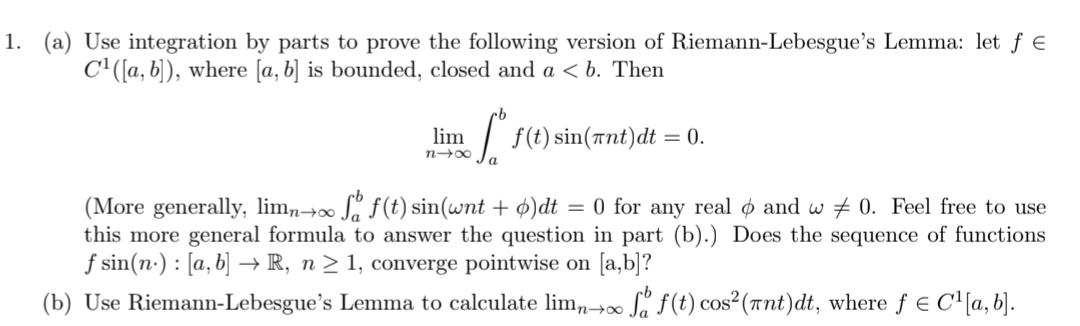 (a) Use Integration By Parts To Prove The Following | Chegg.com