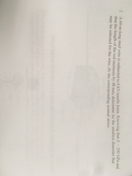 Solved 60mlong steel wire is subjected to 6 kN tensile