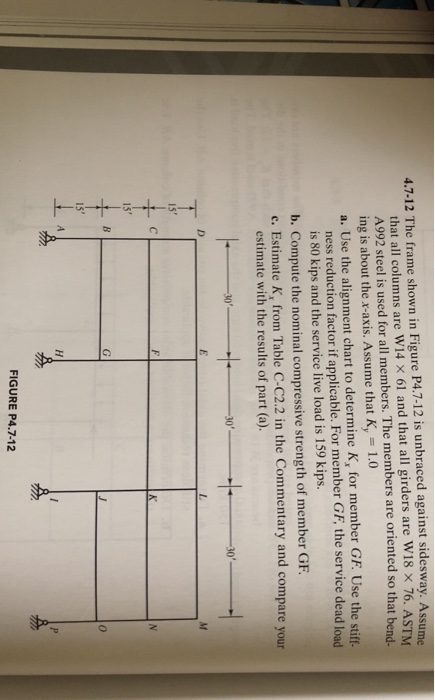 Solved 4.7-12 The frame shown in Figure P4.7-12 is unbraced | Chegg.com