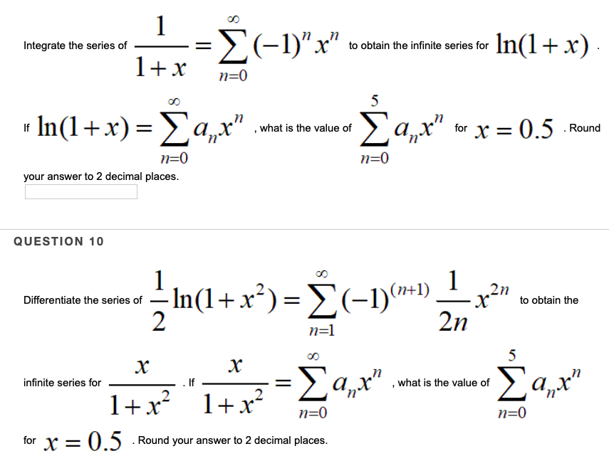 Solved 1 Integrate the series of (-1)"x" to obtain the | Chegg.com