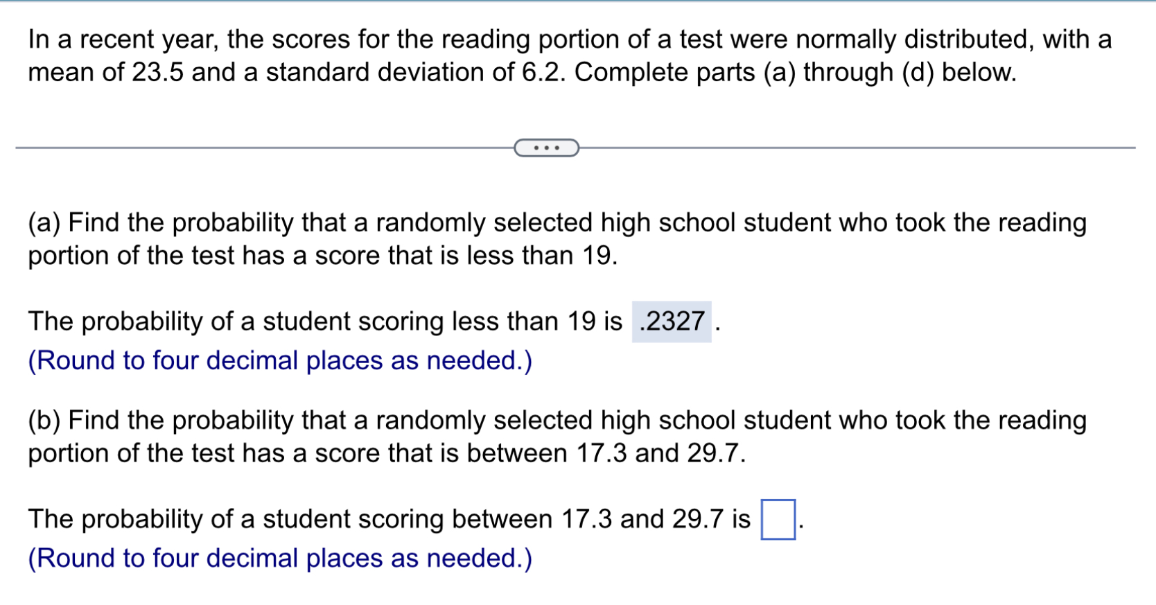 Solved (a) Find the probability that a randomly selected | Chegg.com