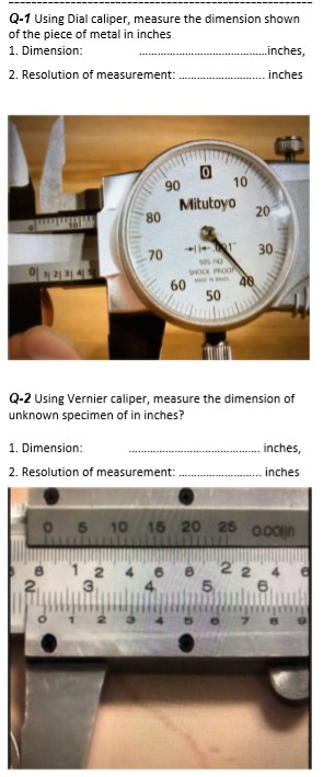 Solved Q-1 Using Dial Caliper, Measure The Dimension Shown 