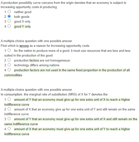 Solved A production possibility curve concave from the | Chegg.com