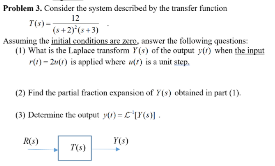 Solved Problem 3. Consider the system described by the | Chegg.com