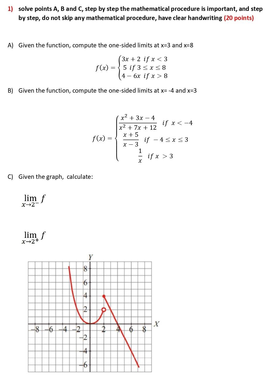 Solved 1) solve points A, B and C, step by step the | Chegg.com