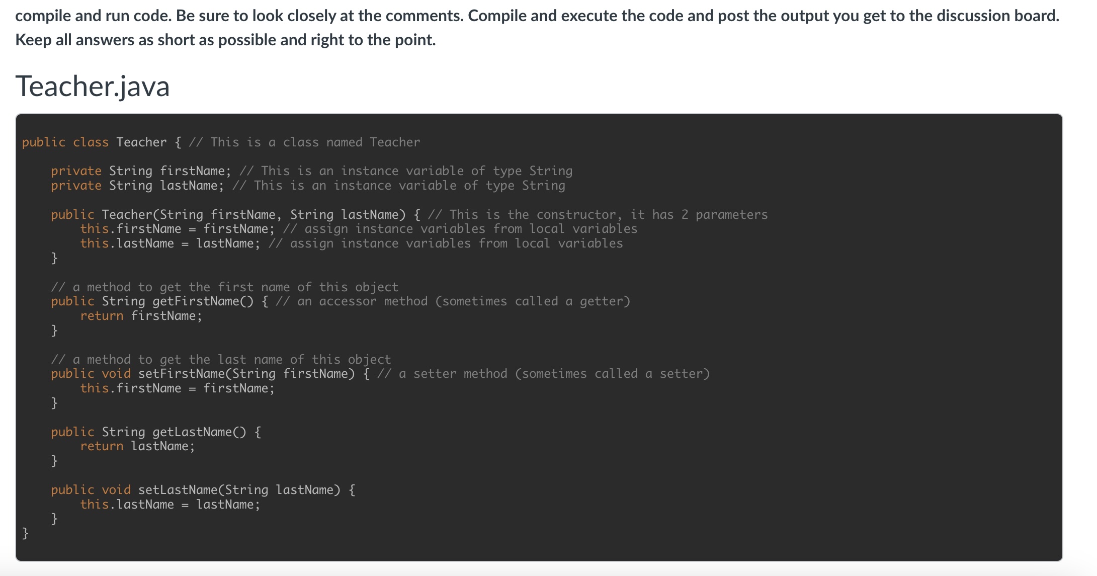 Solved Be sure to look closely at the comments. Compile and | Chegg.com