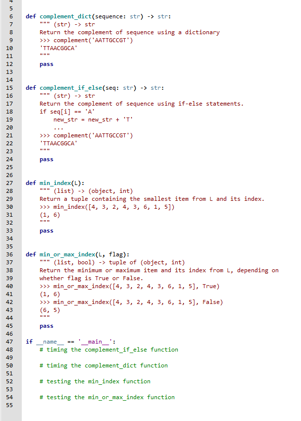 Solved def complement_dict(sequence: str) -> str: (str) -> | Chegg.com
