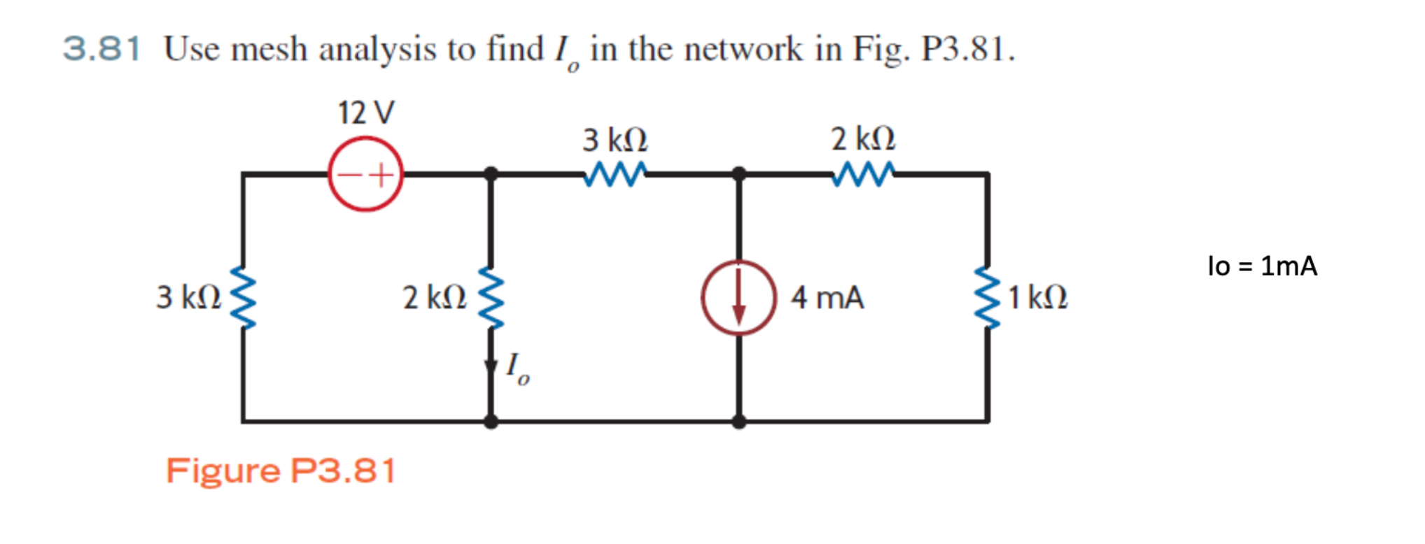 Solved 3.81 Use mesh analysis to find I in the network in | Chegg.com