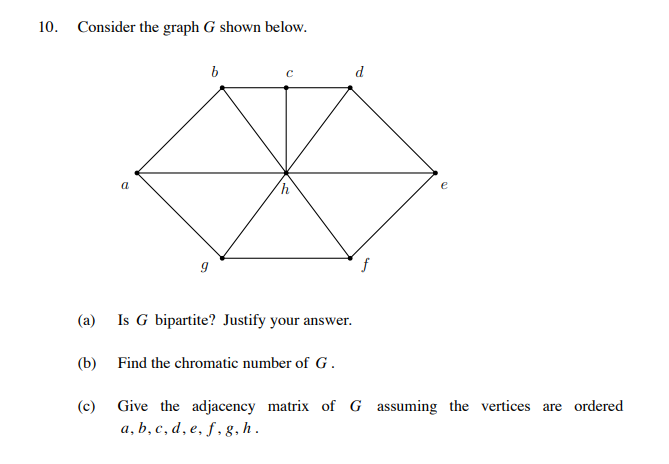 Solved 10. Consider the graph G shown below. b d h (a) Is G | Chegg.com