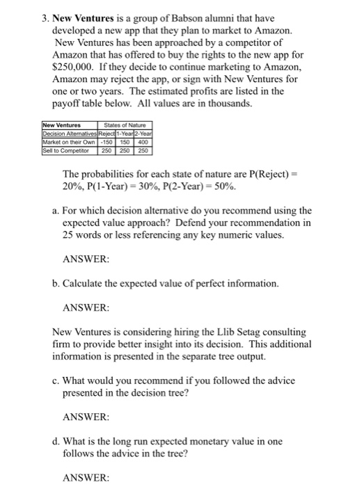 Solved 3. New Ventures is a group of Babson alumni that have