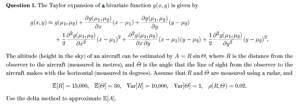 Solved Question 1. The Taylor expansion of a bivariate | Chegg.com